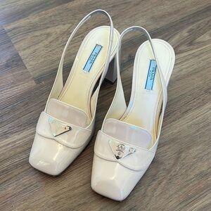 Blush/nude Prada block heel mules size 38 (8 US)